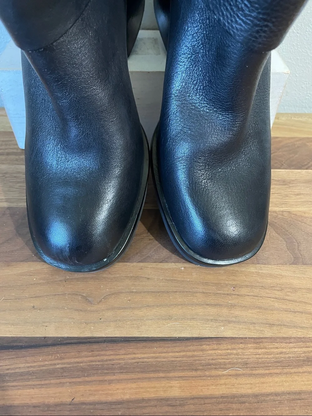 Kork Ease Black Leather Ankle Boots 8.5 Foldover Block Heel Zip Modern Comfort